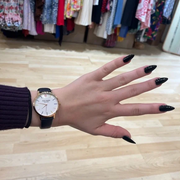 Kate Spade Gold-Tone Watch with Black Strap